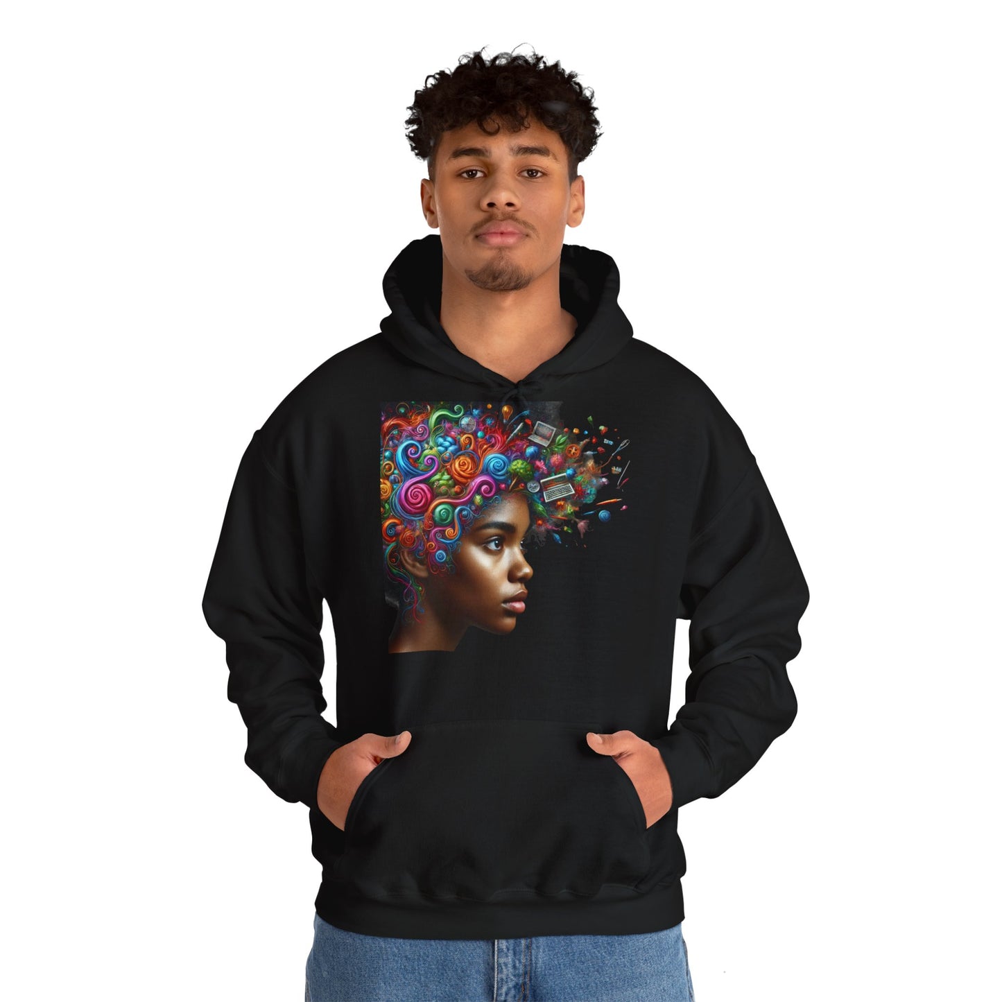 Hoodie " Femme Black TDAH/ADAH " Unisex Heavy Blend™ Hooded Sweatshirt