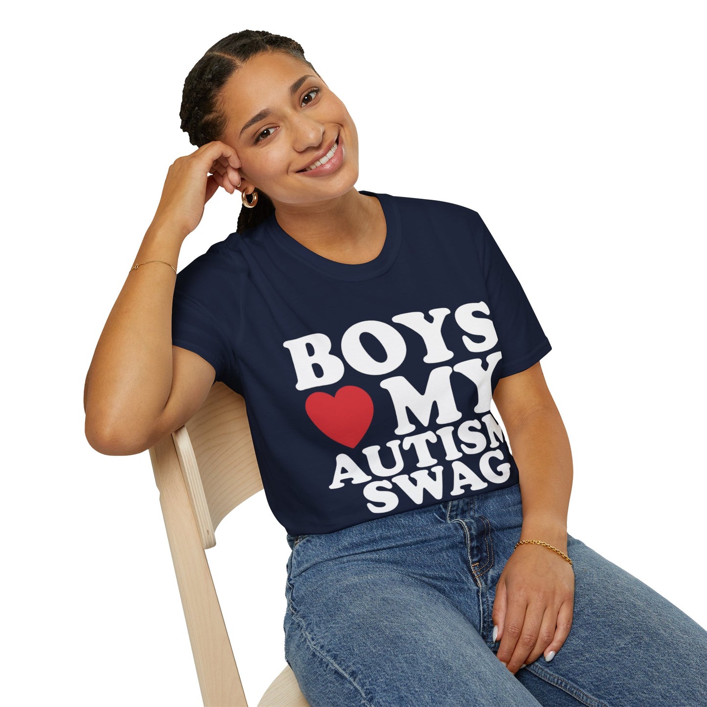 T-shirt "Boys love my autism swag" - Unisex Softstyle T-Shirt