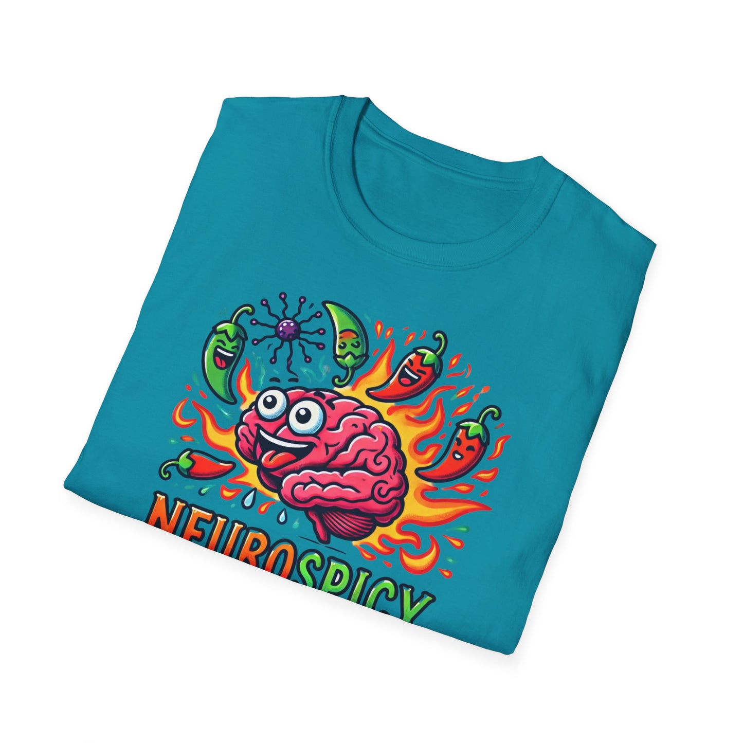 T-shirt "Brain on Fire: Too Spicy to Be Normal!" - Unisex Softstyle T-Shirt