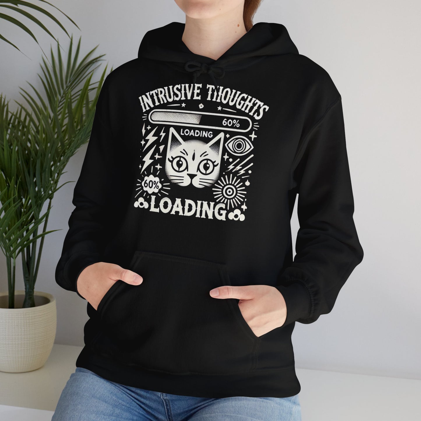 Hoodie "Intrusive Thoughts Loading White" - Unisex Heavy Blend™ Hooded Sweatshirt