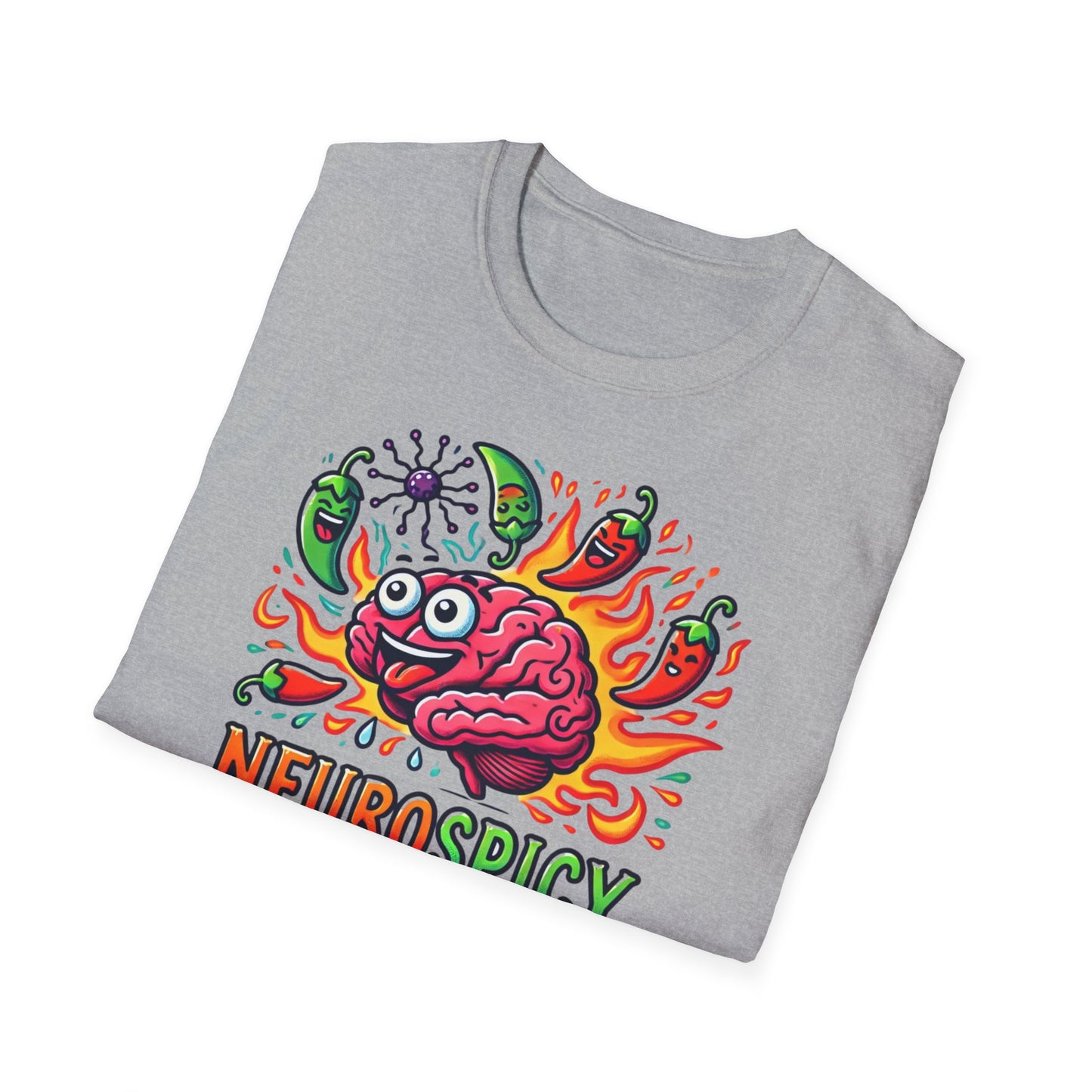 T-shirt "Brain on Fire: Too Spicy to Be Normal!" - Unisex Softstyle T-Shirt