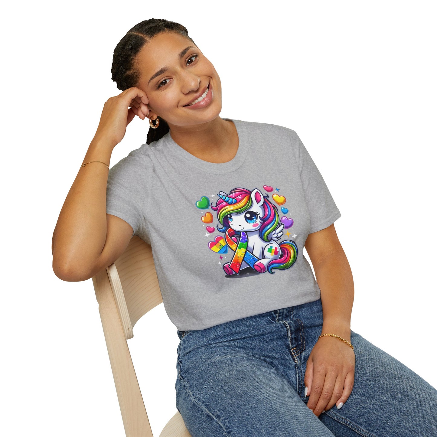 T-shirt "Licorne Ruban Autisme" - Unisex Softstyle T-Shirt