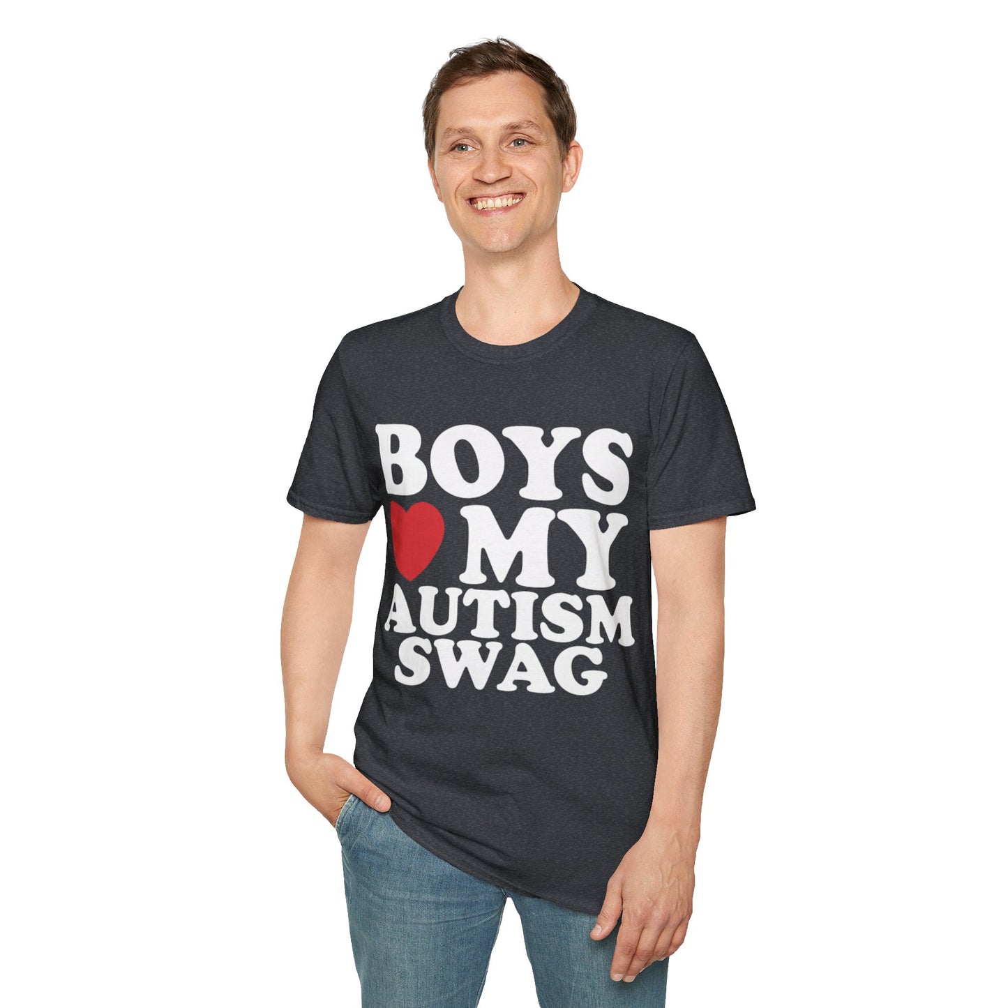 T-shirt "Boys love my autism swag" - Unisex Softstyle T-Shirt