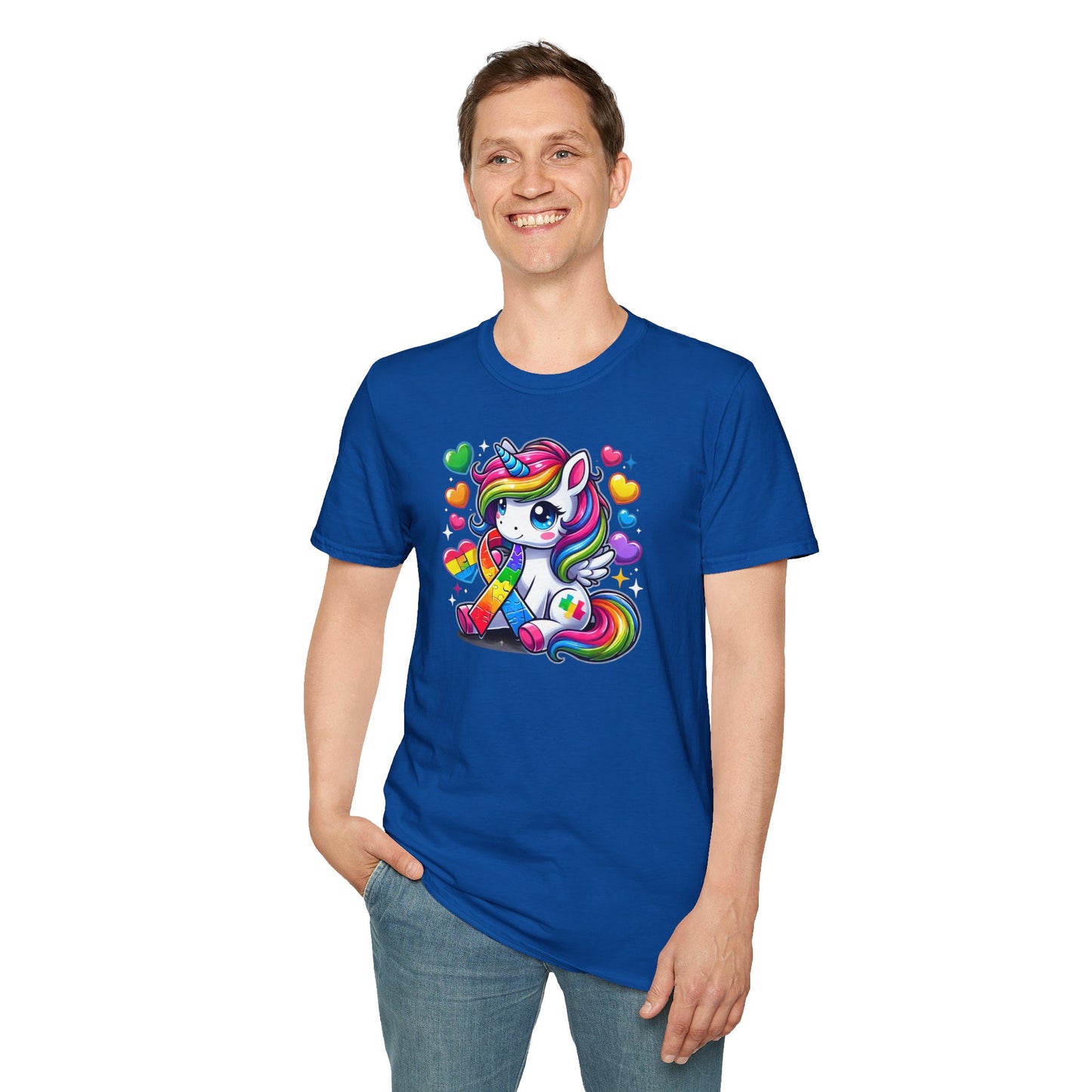 T-shirt "Licorne Ruban Autisme" - Unisex Softstyle T-Shirt