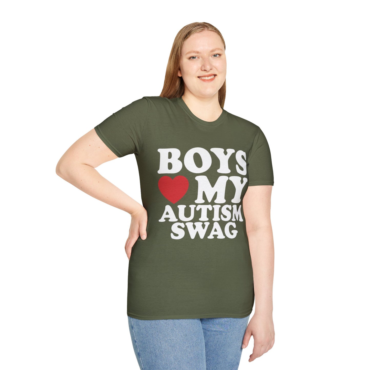 T-shirt "Boys love my autism swag" - Unisex Softstyle T-Shirt