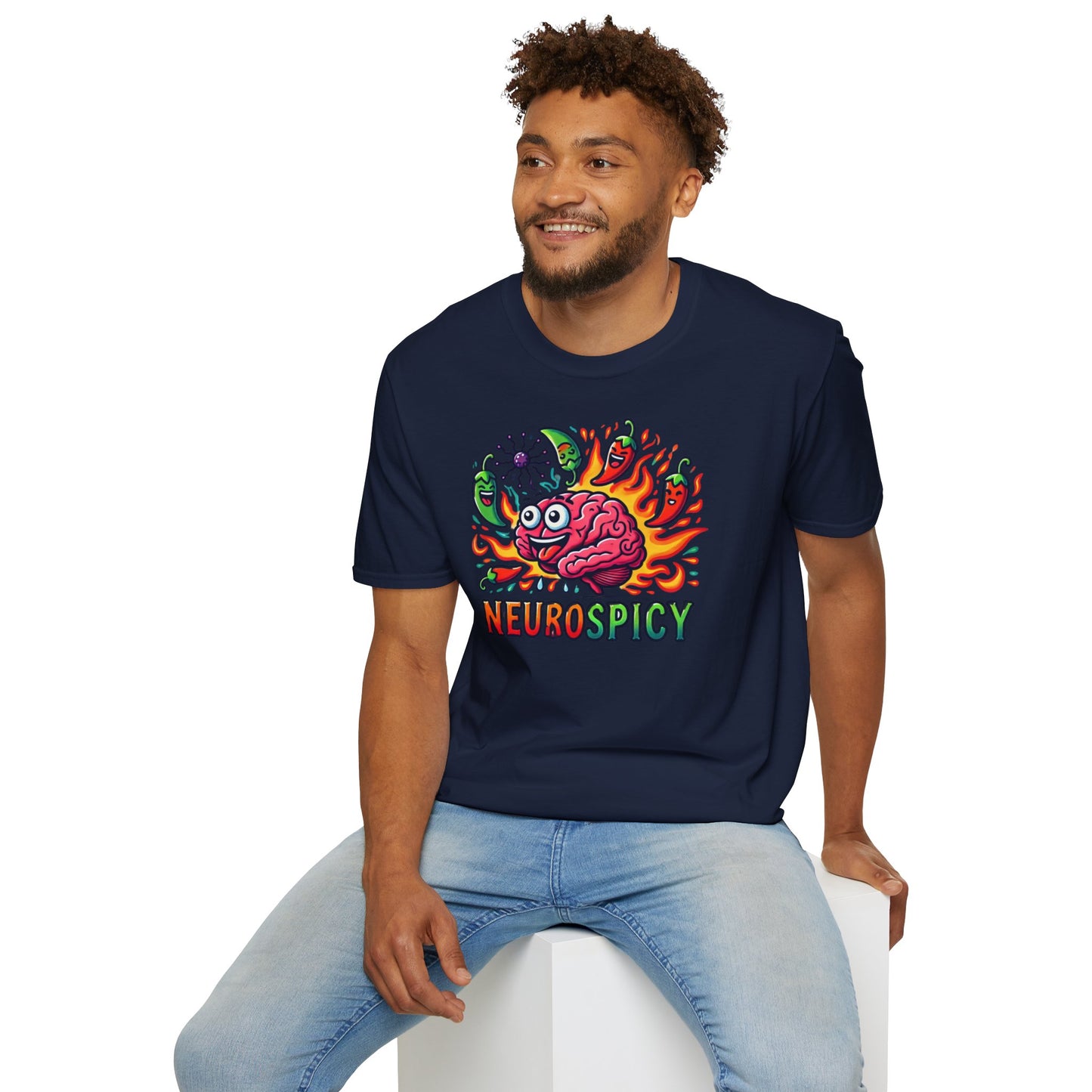 T-shirt "Brain on Fire: Too Spicy to Be Normal!" - Unisex Softstyle T-Shirt