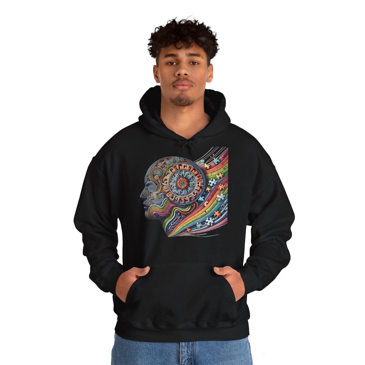 Hoodie "Homme Puzzle Autisme" Unisex Heavy Blend™ Hooded Sweatshirt