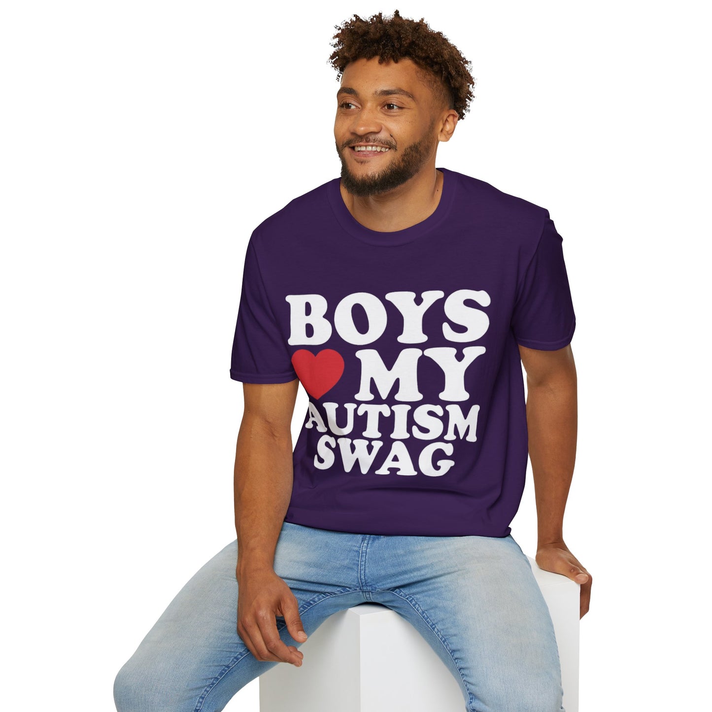 T-shirt "Boys love my autism swag" - Unisex Softstyle T-Shirt