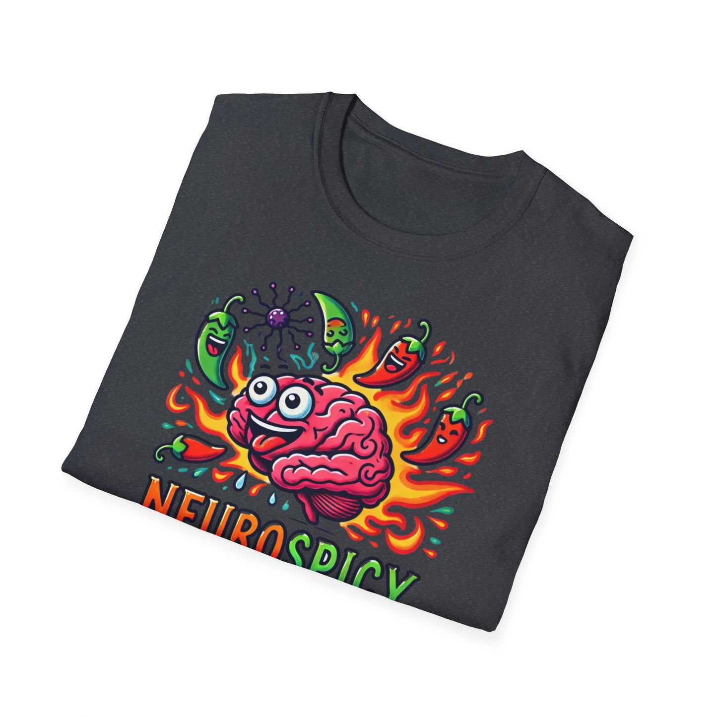 T-shirt "Brain on Fire: Too Spicy to Be Normal!" - Unisex Softstyle T-Shirt