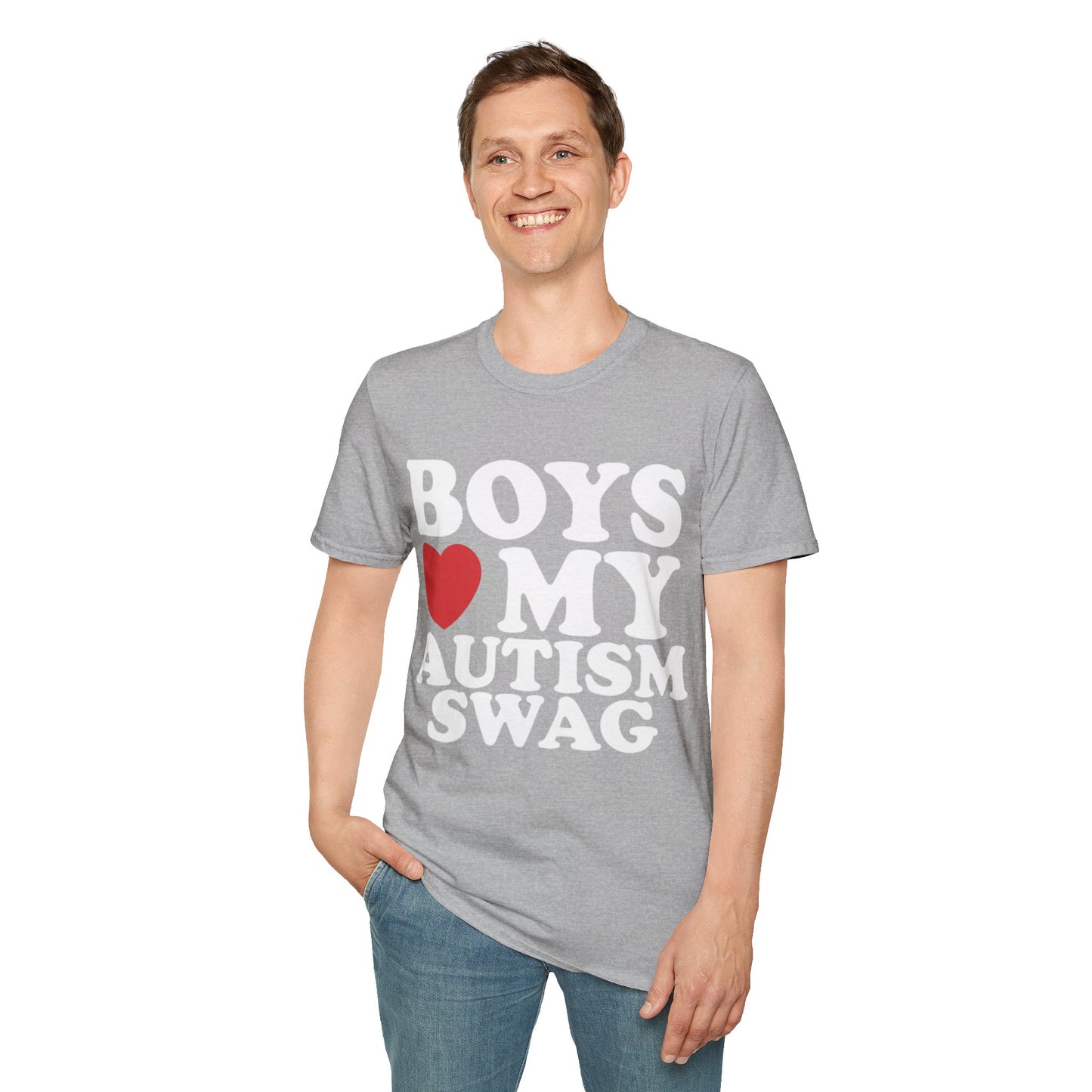 T-shirt "Boys love my autism swag" - Unisex Softstyle T-Shirt