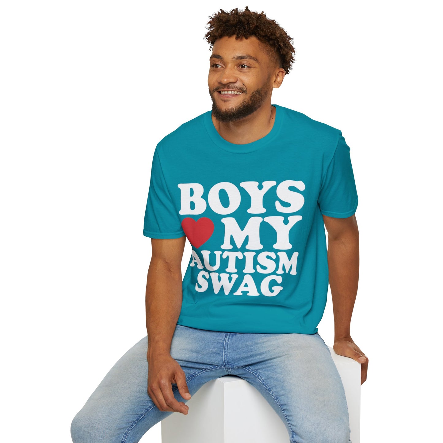 T-shirt "Boys love my autism swag" - Unisex Softstyle T-Shirt