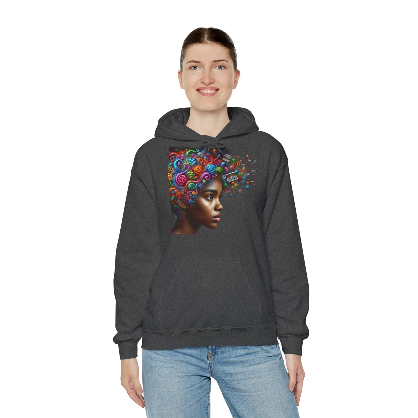 Hoodie " Femme Black TDAH/ADAH " Unisex Heavy Blend™ Hooded Sweatshirt