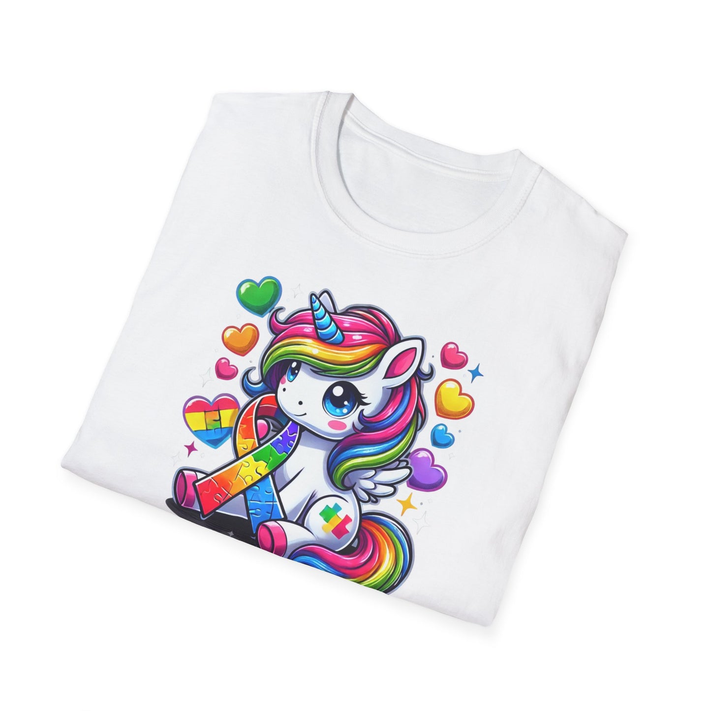 T-shirt "Licorne Ruban Autisme" - Unisex Softstyle T-Shirt